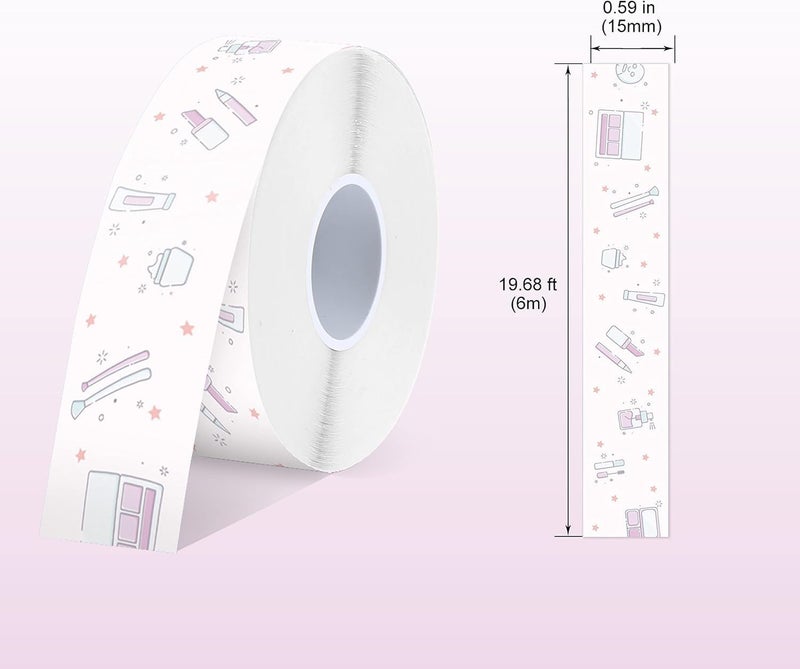SUPVAN E10 & E11 Label Maker Tape, 0.59in × 19.7ft (15mm × 6m) Genuine Continuous Laminated Thermal Label Tape Refill, Waterproof Oilproof Child-Safe Durable Auto Detect Labels, Black on Cosmetics - Image 2